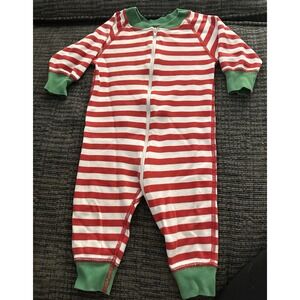 Hannah Andersson Christmas One Piece Stripe Pajamas Size 60‎ EUC
